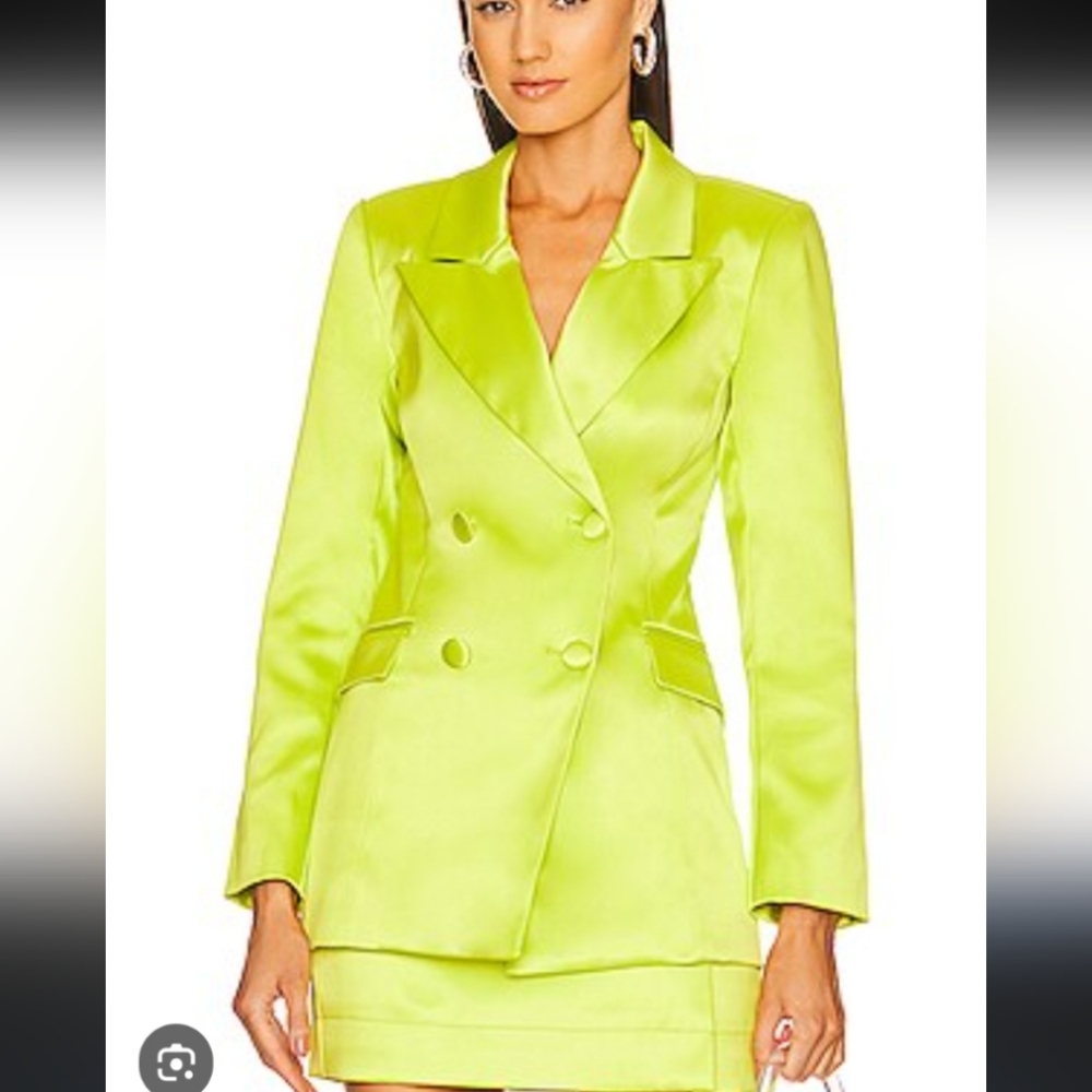 Michael Costello X Revolve Marissa Blazer Satin Neon